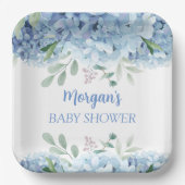 Blue Hydrangeas Boy Floral Baby shower Papieren Bordje (Voorkant)