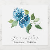 Blue Hydrangeas Bridal Shower Theme Sparkling Wijnetiket (Enkel label)