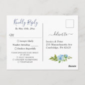 Blue Hydrangeas Bruiloft RSVP met Maaltijd Keuze Briefkaart (Achterkant)