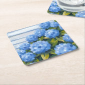 Blue Hydrangeas Bushes Floral Painting Kartonnen Onderzetters (Schuin)