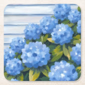 Blue Hydrangeas Bushes Floral Painting Kartonnen Onderzetters (Voorkant)