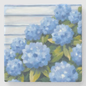 Blue Hydrangeas Bushes Floral Painting Stenen Onderzetter (Voorkant)