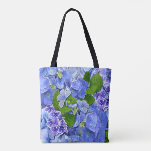 Blue Hydrangeas & Butterflies Tote Bag (Achterkant)
