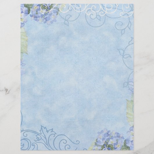 Blue Hydrangeas, Butterfly & Swirl Modern Floral (Voorkant)