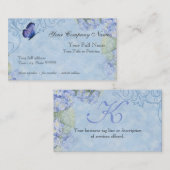 Blue Hydrangeas, Butterfly & Swirl Modern Floral Visitekaartje (Voorkant / Achterkant)
