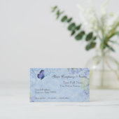 Blue Hydrangeas, Butterfly & Swirl Modern Floral Visitekaartje (Staand voorkant)
