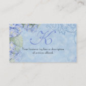 Blue Hydrangeas, Butterfly & Swirl Modern Floral Visitekaartje (Achterkant)