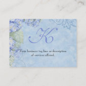 Blue Hydrangeas, Butterfly & Swirl Modern Floral Visitekaartje (Achterkant)