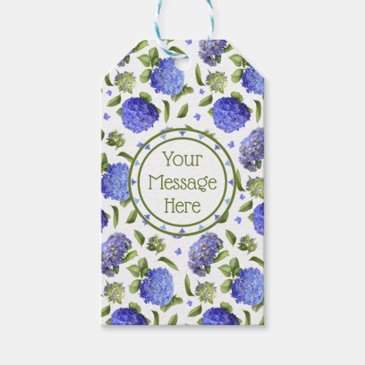 Blue Hydrangeas Cadeaulabel (Voorkant)