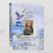 Blue Hydrangeas Celebration of Life Funeral Kaart (Voorkant / Achterkant)