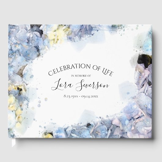 Blue Hydrangeas Celebration of Life Memorial Gastenboek (Voorkant)