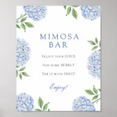 Blue Hydrangeas Classic Border Mimosa Bar Poster (Voorkant)