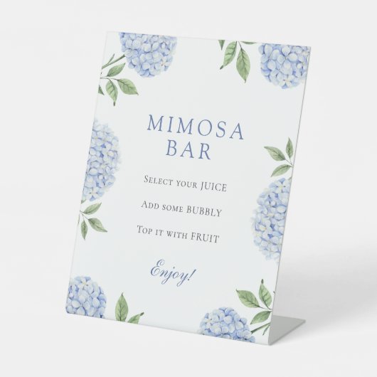 Blue Hydrangeas Classic Border Mimosa Bar Reclamebord Met Voetstuk (Voorkant)