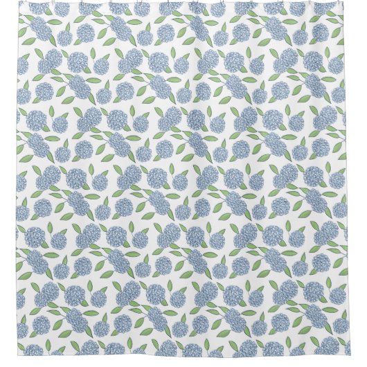 Blue Hydrangeas Classic Coastal New England Douchegordijn (Voorkant)