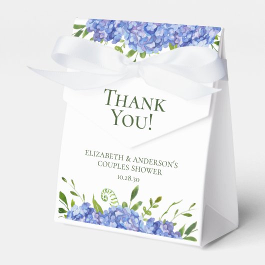 Blue Hydrangeas Couples Douche Dank u Bedankdoosjes (Voorkant Zijde)