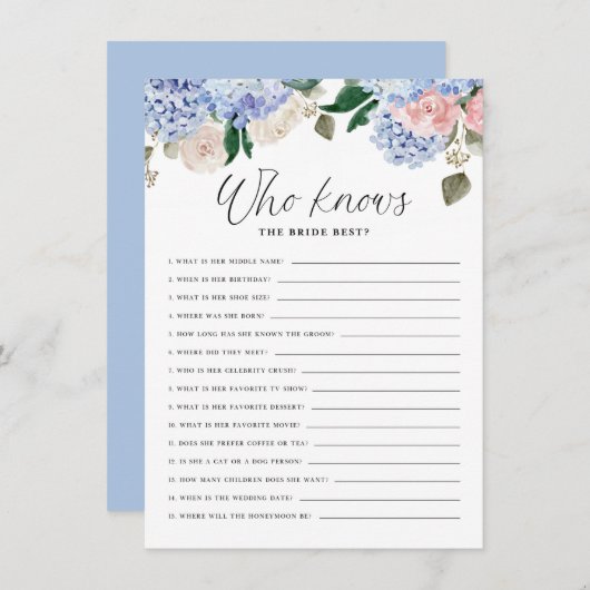 Blue Hydrangeas die de beste Kaart van het spel Br (Voorkant / Achterkant)