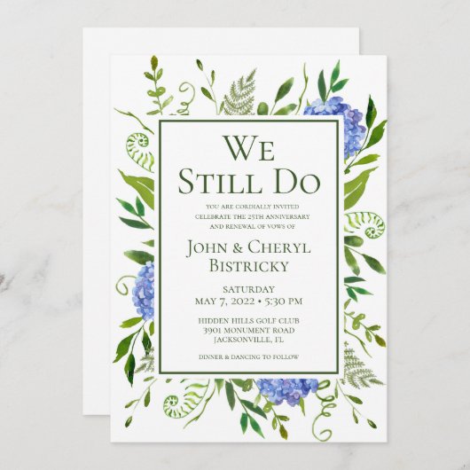 Blue Hydrangeas die we nog steeds doen Kaart (Voorkant / Achterkant)