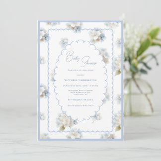 Blue Hydrangeas Elegant Baby Shower Kaart