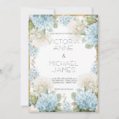 Blue Hydrangeas Elegant Wedding Kaart (Voorkant)
