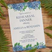 Blue Hydrangeas Elegant Wedding Rehearsal Dinner Kaart