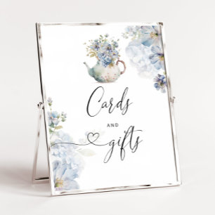 Blue Hydrangeas elegante theepot Kaarten en gesche Poster