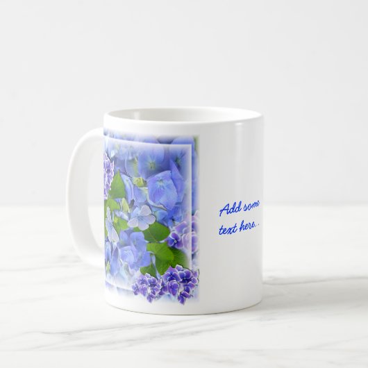 Blue Hydrangeas en Butterflies Koffiemok (Voorkant links)