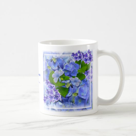 Blue Hydrangeas en Butterflies Koffiemok (Rechts)