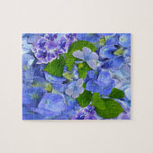 Blue Hydrangeas en Butterflies Legpuzzel (Horizontaal)