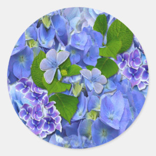 Blue Hydrangeas en Butterflies Ronde Sticker