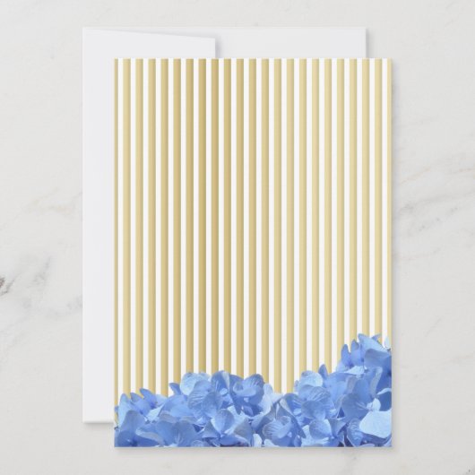 Blue Hydrangeas en Gold Stripes Vrijgezellenfeest Kaart (Achterkant)