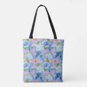 Blue Hydrangeas en Hummingbird Canvas tas (Achterkant)