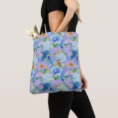 Blue Hydrangeas en Hummingbird Canvas tas (Dichtbij)