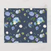 Blue Hydrangeas en Ivory Rozen Save the Date (Achterkant)