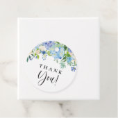 Blue Hydrangeas en Ivory Rozen Weddenschap Harteli Bedankjes Labels (In situ)