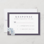 Blue Hydrangeas en Navy Wedding RSVP Kaartje (Voorkant)