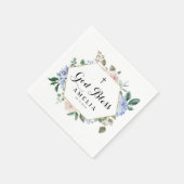 Blue Hydrangeas en Rozen God Bless Floral Lijst Servet (Hoek)