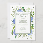 Blue Hydrangeas Engagement Party Invitation Kaart (Voorkant)