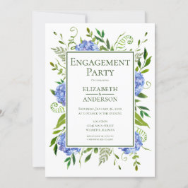 Blue Hydrangeas Engagement Party Invitation Kaart