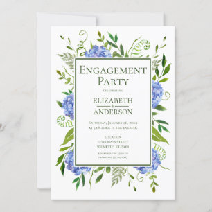 Blue Hydrangeas Engagement Party Invitation Kaart