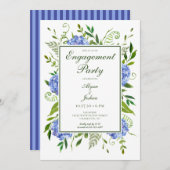 Blue Hydrangeas Engagement Party Kaart (Voorkant / Achterkant)