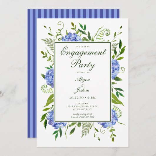 Blue Hydrangeas Engagement Party Kaart (Voorkant / Achterkant)