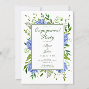 Blue Hydrangeas Engagement Party Kaart