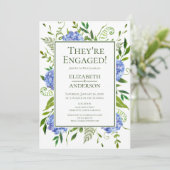 Blue Hydrangeas Engagement Party Kaart (Staand voorkant)