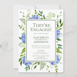 Blue Hydrangeas Engagement Party Kaart