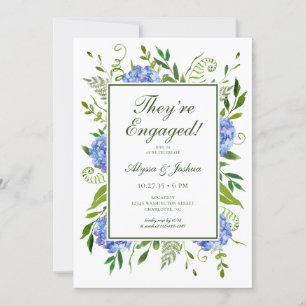 Blue Hydrangeas Engagement Party Kaart