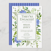 Blue Hydrangeas Engagement Party Kaart (Voorkant / Achterkant)