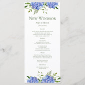 Blue Hydrangeas Engagement Party Menu (Voorkant)