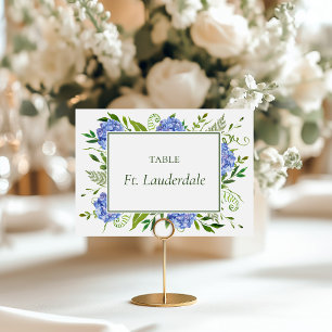 Blue Hydrangeas Engagement Party Tafelnaam Kaart