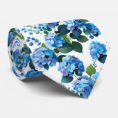 Blue Hydrangeas & Eucalyptus Seamless Floral Patte Stropdas (Opgerold)