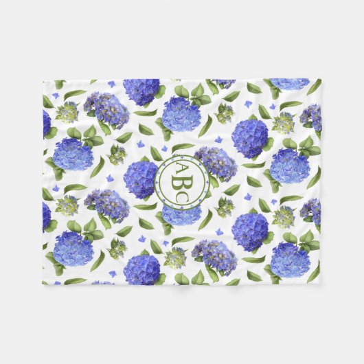 Blue Hydrangeas Fleece Deken (Voorkant (Horizontaal))